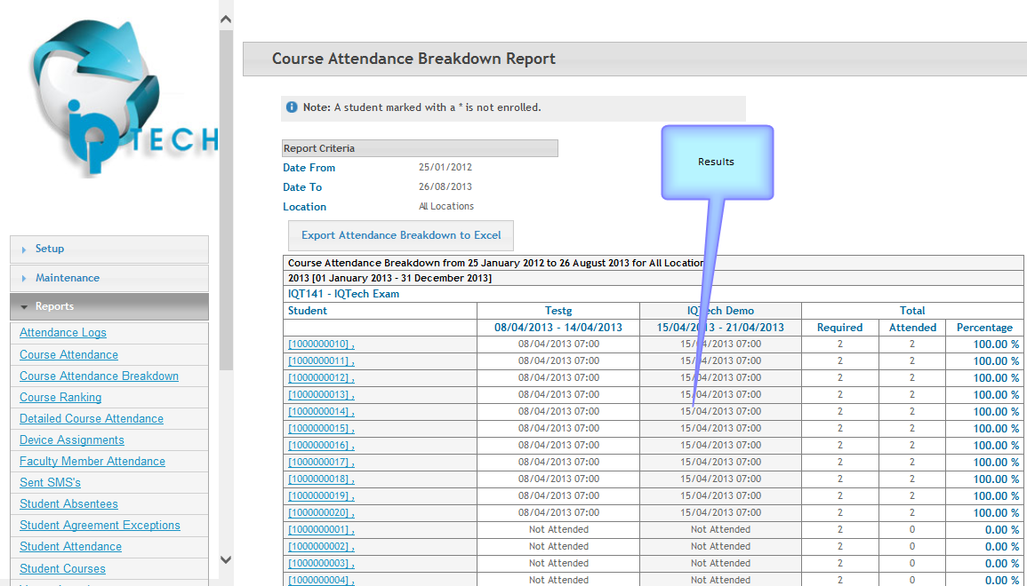 CourseAttendaceBreakDownReportResults.png